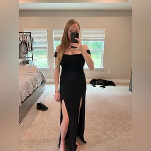 Hot Miami Style Black Floor Length Maxi Elegant Black Off Shoulder Dress